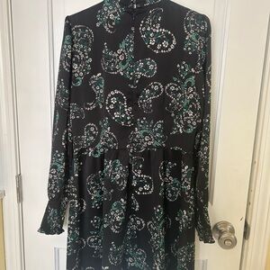 Elegant Black and Green Paisley Dress
